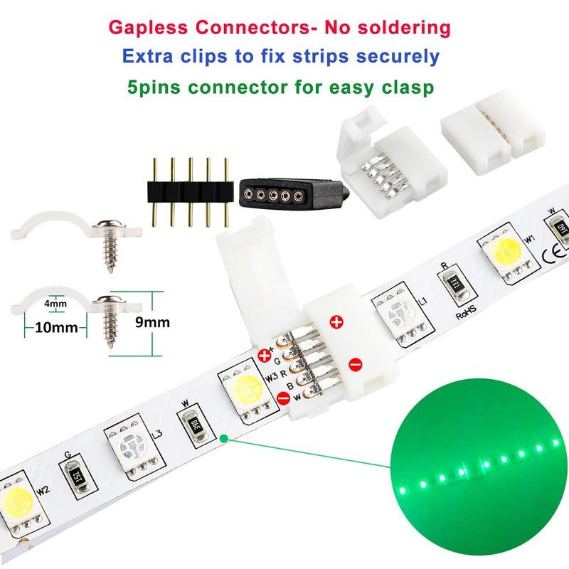 SUPERNIGHT 5 Pin LED Strip Connectors RGBW for 10mm RGBW LED Strip Lights (Full kit) - Image 3